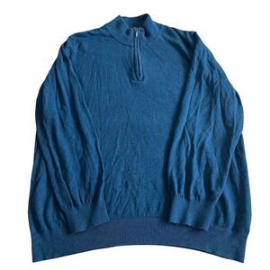 L.L. Bean Men's Quarter Zip Sweater XXL Reg Blue Cashmere Blend Preppy 275298